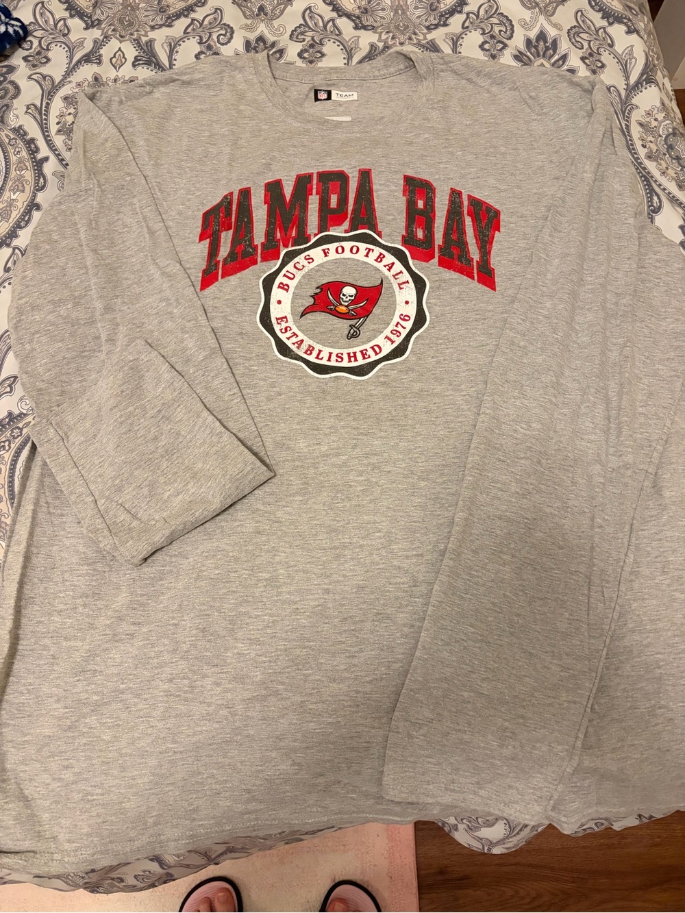 NFL Tampa Bay Gray Long Sleeve Shirt with Red Logo